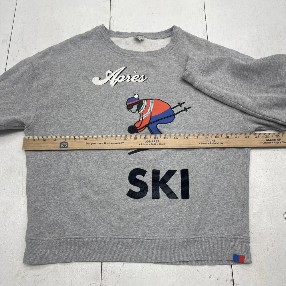 Kule Sweatshirt Womens Medium Gray Apres Ski Graphic Crewneck Organic Cotton - Picture 7 of 8